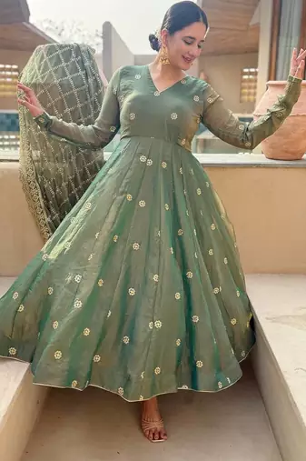 Mahendi moss fendy party wear embroidery anarkali suit set