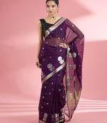 Wine colour  premium kota doria silk saree with zari work