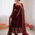 Maroon fendy silk thread with sequence anarkali suit