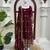 Maroon fendy silk thread with sequence anarkali suit