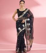 Black  premium kota doria silk saree with zari work