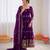 Violet fendy silk thread with sequence anarkali suit