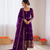 Violet fendy silk thread with sequence anarkali suit