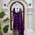 Violet fendy silk thread with sequence anarkali suit