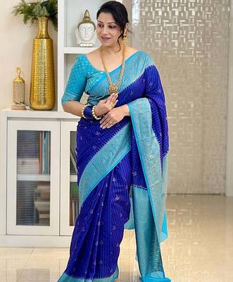 Multicolor art silk blend sarees with blouse 1