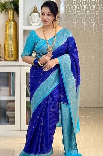 Multicolor art silk blend sarees with blouse
