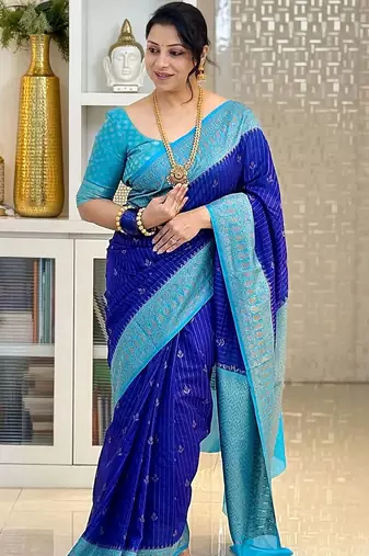 Multicolor art silk blend sarees with blouse