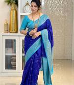 Multicolor art silk blend sarees with blouse