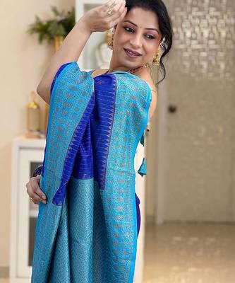 Multicolor art silk blend sarees with blouse 4