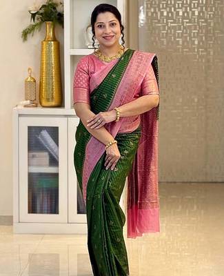 Multicolor art silk blend sarees with blouse 1