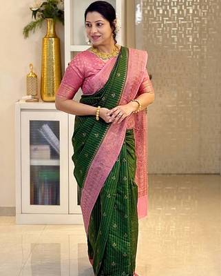 Multicolor art silk blend sarees with blouse 2