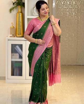 Multicolor art silk blend sarees with blouse 3