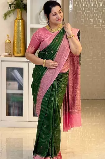 Multicolor art silk blend sarees with blouse