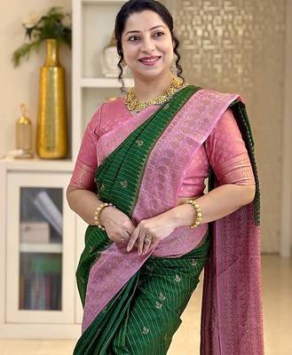 Multicolor art silk blend sarees with blouse 4