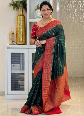 Multicolor art silk blend sarees with blouse 1