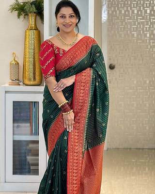 Multicolor art silk blend sarees with blouse 3
