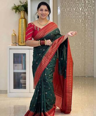 Multicolor art silk blend sarees with blouse 4