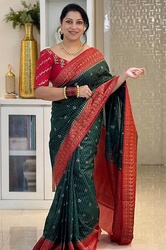Multicolor art silk blend sarees with blouse