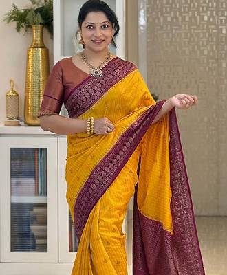 Multicolor art silk blend sarees with blouse 2