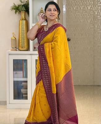 Multicolor art silk blend sarees with blouse 3