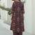 Brown printed kurta with trousers & dupatta set for women