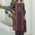 Brown printed kurta with trousers & dupatta set for women