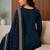 Pure cotton embroidered teal blue kurta & pant with dupatta set for women