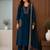 Pure cotton embroidered teal blue kurta & pant with dupatta set for women