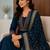 Pure cotton embroidered teal blue kurta & pant with dupatta set for women