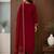 Pure cotton embroidered red kurta & pant with dupatta set for women