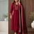 Pure cotton embroidered red kurta & pant with dupatta set for women