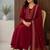Pure cotton embroidered red kurta & pant with dupatta set for women