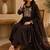 Coffee brown embroidered cotton kurta with pant & dupatta set for women