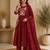 Maroon embroidered cotton kurta with pant & dupatta set for women
