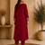 Maroon embroidered cotton kurta with pant & dupatta set for women