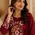 Maroon embroidered cotton kurta with pant & dupatta set for women