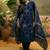 Blue cotton floral print kurta & trousers with dupatta set for women