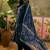 Blue cotton floral print kurta & trousers with dupatta set for women