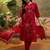 Red cotton floral print kurta & trousers with dupatta set for women