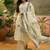 Off-white cotton floral print kurta & trousers with dupatta set for women