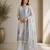 Grey sequined cotton kurta with pant & dupatta set for women