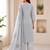 Grey sequined cotton kurta with pant & dupatta set for women