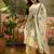 Off-white cotton floral print kurta & trousers with dupatta set for women