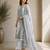 Grey sequined cotton kurta with pant & dupatta set for women