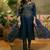 Teal blue cotton printed kurta & trousers with dupatta set for women