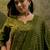 Olive green cotton printed kurta & trousers with dupatta set for women