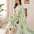 Green sequined cotton kurta with pant & dupatta set for women