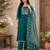 Turquoise blue cotton kurta pant & dupatta set for women