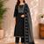Black cotton kurta pant & dupatta set for women