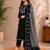 Black cotton kurta pant & dupatta set for women